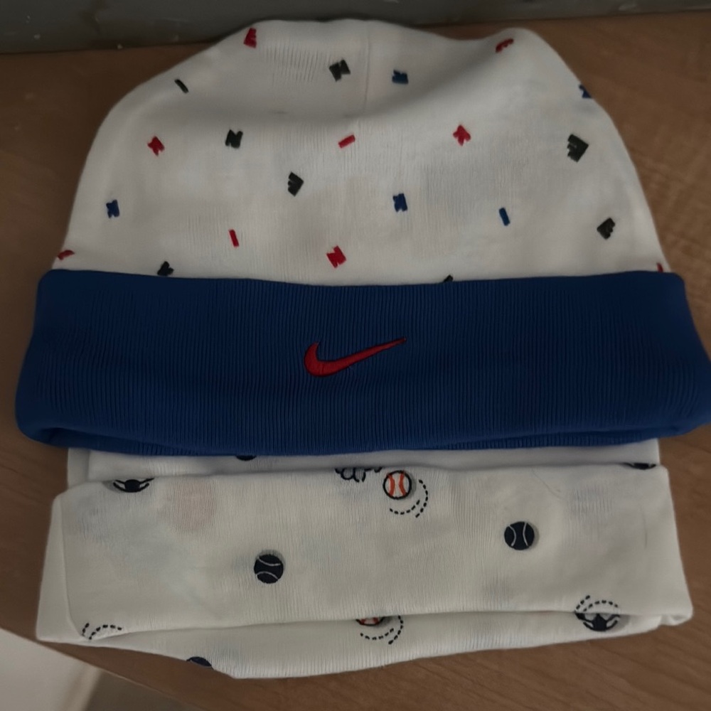 Nike White and Blue Winter Hats